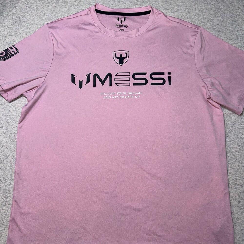 Messi Collection “Follow Your Dreams” Pink Short Sleeve Size Lg Poly T-Shirt